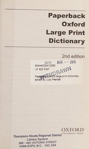 Paperback Oxford Large Print Dictionary